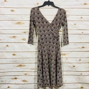 London Times women’s v neck long sleeve midi dress